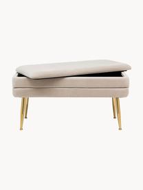 Fluwelen gestoffeerde bank Pavlina met opbergruimte, Bekleding: polyester fluweel, Frame: MDF, Poten: staal, Fluweel lichtbeige, B 80 x H 42 cm