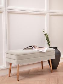 Banco de terciopelo Pavlina, con espacio de almacenamiento, Tapizado: terciopelo de poliéster, Estructura: tablero de fibras de dens, Patas: acero, Terciopelo beige claro, An 80 x Al 42 cm