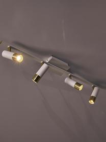 LED-Deckenstrahler Bobby, Baldachin: Metall, pulverbeschichtet, Weiss, Goldfarben, B 86 x H 13 cm