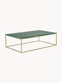 Grande table basse en marbre Alys, Vert, marbré, doré, larg. 120 x prof. 75 cm