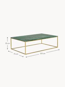 Mesa de centro grande de mármol Alys, Tablero: mármol, Estructura: metal recubierto, Mármol verde, dorado, An 120 x F 75 cm