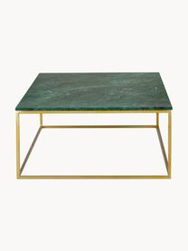 Großer Marmor-Couchtisch Alys, Tischplatte: Marmor, Gestell: Metall, beschichtet, Grün, marmoriert, Goldfarben, B 120 x T 75 cm