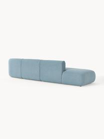 Modulaire XL chaise longue Sofia van bouclé stof, Bekleding: bouclé (100% polyester) M, Frame: sparrenhout, spaanplaat, , Poten: kunststof Dit product is , Bouclé blauw, B 340 x D 103 cm, armleuning rechts