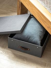 Aufbewahrungsbox Karolin, Box: fester Karton, Griff: Leder, Anthrazit, Dunkelbraun, B 39 x T 56 cm