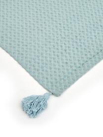 Plaid a nido d'ape azzurro con nappe Gopher, Cotone, Acqua, Larg. 125 x Lung. 150 cm