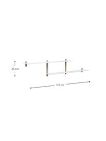 Estante de pared Nivo, Estantes: acero recubierto, Estructura: madera de roble, Madera de roble, blanco, An 172 x Al 25 cm