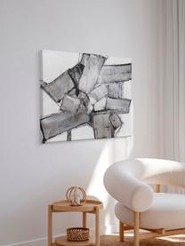 Impression sur toile faite main Dark Abstract, Tons gris, blanc, larg. 80 x haut. 120 cm