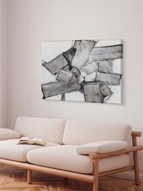 Impression sur toile faite main Dark Abstract, Tons gris, blanc, larg. 80 x haut. 120 cm