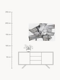 Impression sur toile faite main Dark Abstract, Tons gris, blanc, larg. 80 x haut. 120 cm