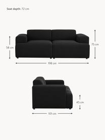 Sofa Melva (2-Sitzer), Bezug: 100% Polyester Der hochwe, Gestell: Massives Kiefernholz, Spa, Webstoff Schwarz, B 198 x T 101 cm