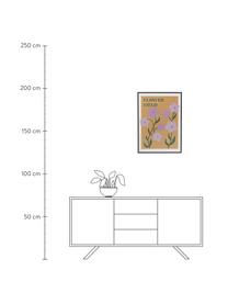Poster Camelia mit Rahmen, Rahmen: Kiefernholz, Hellbraun, Lavendel, B 52 x H 72 cm
