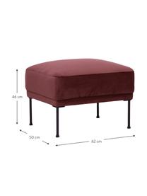 Tabouret/repose-pieds velours rouge Fluente, Velours rouge rouille