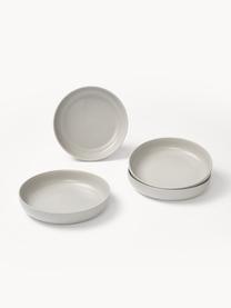 Assiettes à pâtes à motif strié Rhea, 4 pièces, Grès cérame, Gris clair, Ø 24 x haut. 4 cm