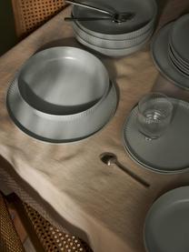 Tečkované talíře na těstoviny s reliéfem Rhea, 4 ks, Kamenina, Světle šedá, Ø 24 cm, V 4 cm