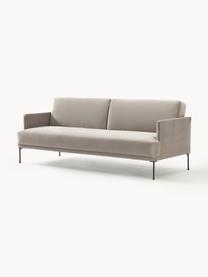 Samt-Schlafsofa Fluente (3-Sitzer), Bezug: Samt (Hochwertiger Polyes, Gestell: Massives Kiefernholz, Füße: Metall, pulverbeschichtet, Samt Greige, B 220 x T 88 cm