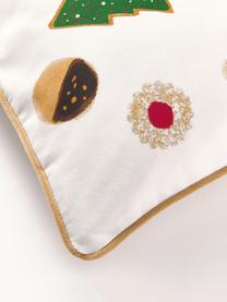 Housse de coussin en coton au design Cookies de Kera Till, Blanc cassé, ocre, multicolore, larg. 50 x long. 50 cm