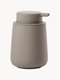 Dosificador de jabón de porcelana Nova One, Recipiente: porcelana, Dosificador: plástico, Greige, Ø 8 x Al 12 cm