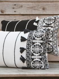 Haftowana poszewka na poduszkę z chwostami Neo Berbère, 100% bawełna, Biały, czarny, S 30 x D 50 cm