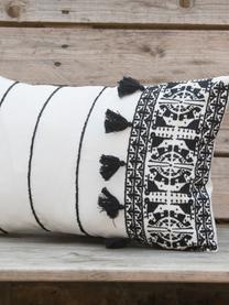 Housse de coussin rectangulaire boho Neo Berbère, Blanc, noir