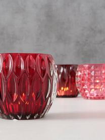 Teelichthalter-Set Aliza, 3-tlg., Glas, Rot, Rosa, Ø 10 cm