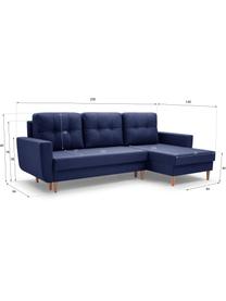 Sofa narożna z funkcją spania i miejscem do przechowywania Neo (4-osobowa), Tapicerka: 100% poliester, Ciemny niebieski, S 230 x G 140 cm