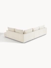 Sofa narożna Tribeca, Tapicerka: 100% poliester Dzięki tka, Stelaż: lite drewno sosnowe, Nogi: lite drewno bukowe, lakie, Kremowobiała tkanina, S 274 x G 192 cm, prawostronna