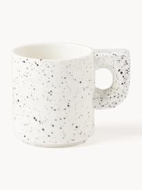 Handgemachte Porzellan-Tassen Aiko, 2er-Set, Porzellan, Schwarz, Weiß, gesprenkelt, Ø 9 x H 9 cm, 320 ml