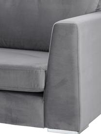 Samt-Ecksofa Luna, Bezug: Samt (Polyester) 80.000 S, Gestell: Massives Buchenholz, Samt Dunkelgrau, Silber, B 280 x T 184 cm