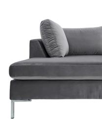 Sofa narożna z aksamitu Luna, Tapicerka: aksamit (100% poliester) , Stelaż: lite drewno bukowe, Nogi: metal galwanizowany, Ciemny szary, S 280 x G 184 cm