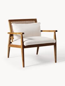 Loungesessel Manuell aus Walnuss-Gummibaumholz, Bezug: 100 % Polyester Der strap, Rückenlehne: Rattan, Gestell: Walnuss-Gummibaumholz, la, Webstoff Off White, Walnuss-Gummibaumholz, B 65 x T 70 cm