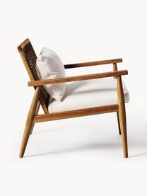 Loungesessel Manuell aus Walnuss-Gummibaumholz, Bezug: 100 % Polyester Der strap, Rückenlehne: Rattan, Gestell: Walnuss-Gummibaumholz, la, Webstoff Off White, Walnuss-Gummibaumholz, B 65 x T 70 cm