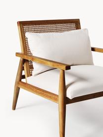 Loungesessel Manuell aus Walnuss-Gummibaumholz, Bezug: 100 % Polyester Der strap, Rückenlehne: Rattan, Gestell: Walnuss-Gummibaumholz, la, Webstoff Off White, Walnuss-Gummibaumholz, B 65 x T 70 cm