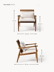 Loungesessel Manuell aus Walnuss-Gummibaumholz, Bezug: 100 % Polyester Der strap, Rückenlehne: Rattan, Gestell: Walnuss-Gummibaumholz, la, Webstoff Off White, Walnuss-Gummibaumholz, B 65 x T 70 cm