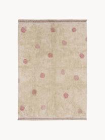 Handgewebter Kinderteppich Hippy Dots, waschbar, Flor: 97 % Baumwolle, 3 % Kunst, Hellbeige, Altrosa, B 120 x L 160 cm (Größe S)