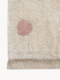 Tappeto per bambini fatto a mano Hippy Dots, lavabile, Retro: 100% cotone, Beige chiaro, rosa cipria, Larg. 120 x Lung. 160 cm (taglia S)