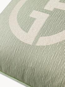 Cuscino decorativo con logo Giorgio Armani Janette, Rivestimento: 44% viscosa, 24% cotone, , Verde oliva, beige chiaro, Larg. 40 x Lung. 40 cm
