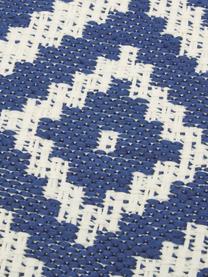 Gemusterter In- & Outdoor-Teppich Miami in Blau/Weiß, 86% Polypropylen, 14% Polyester, Weiß,Blau, Ø 200 cm (Größe L)