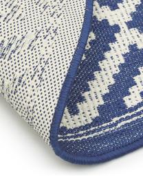 In- & outdoor vloerkleed met patroon Miami in blauw/wit, 86% polypropyleen, 14% polyester, Wit, grijs, Ø 200 cm (maat L)