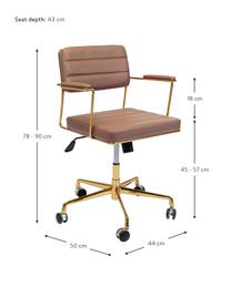 Kancelářská otočná židle z imitace kůže Dottore, Hnědá, zlatá, Š 44 cm, H 50 cm