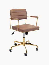 Chaise de bureau en cuir synthétique Dottore, Cuir synthétique brun, cadre doré, larg. 44 x prof. 50 cm