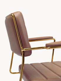 Krzesło biurowe ze sztucznej skóry Dottore, obrotowe, Tapicerka: sztuczna skóra (poliureta, Stelaż: aluminium polerowane, Brązowa sztuczna skóra, odcienie złotego, S 44 x G 50 cm
