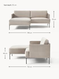 Kleines Samt-Ecksofa Fluente, Bezug: Samt (100 % Polyester) De, Gestell: Massives Kiefernholz, Bir, Samt Greige, B 198 x T 152 cm, Eckteil links