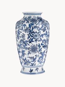 Jarrón decorativo grande Lin, 31 cm, Porcelana, Blanco, azul, Ø 16 x Al 31 cm