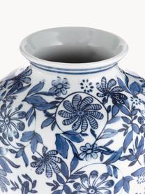 Jarrón decorativo grande Lin, 31 cm, Porcelana, Blanco, azul, Ø 16 x Al 31 cm