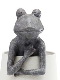 Große Tischlampe Animal Frog, Lampenschirm: Leinen, Lampenfuß: Polyresin, Grau, Weiß, 23 x 58 cm