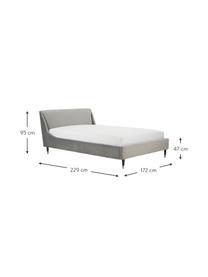 Gestoffeerd fluwelen bed Nova in grijs, Frame: massief grenenhout, multi, Bekleding: 370 g/m² polyester fluwee, Poten: massief gelakt rubberhout, Fluweel grijs, 160 x 200 cm