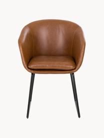 Chaise rembourrée en cuir synthétique Juri, Cuir synthétique brun, larg. 58 x prof. 58 cm