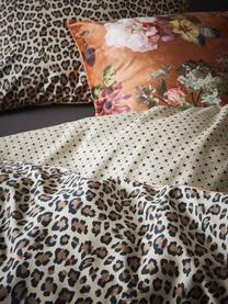 Fluwelen kussen Fleur met bloemmotief, met vulling, Bekleding: 100% polyester fluweel, Bruin, multicolour, 50 x 50 cm