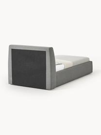 Letto singolo con contenitore Cloud, Rivestimento: tessuto finemente struttu, Piedini: legno laccato Il material, Tessuto antracite, Larg. 90 x Lung. 200 cm, con vano contenitore