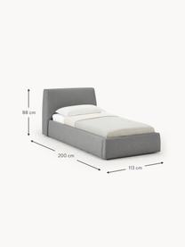 Eenpersoonsbed Cloud met opbergruimte, Bekleding: fijn gestructureerde gewe, Poten: gelakt hout Het materiaal, Geweven stof antraciet, B 90 x L 200 cm